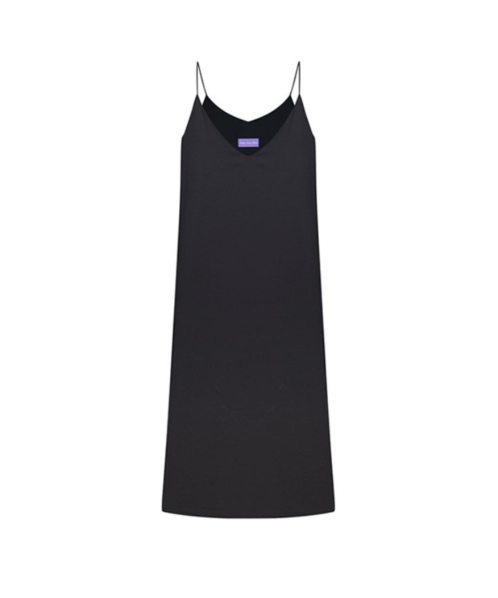 Lace Patchwork Slip Dress ( Black )