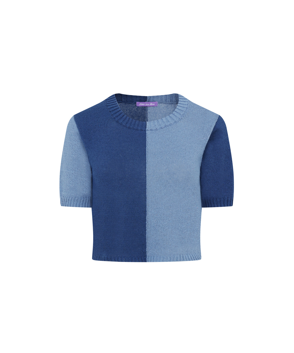 Sherbet Half and Half Sweater (Blue &amp; Navy)