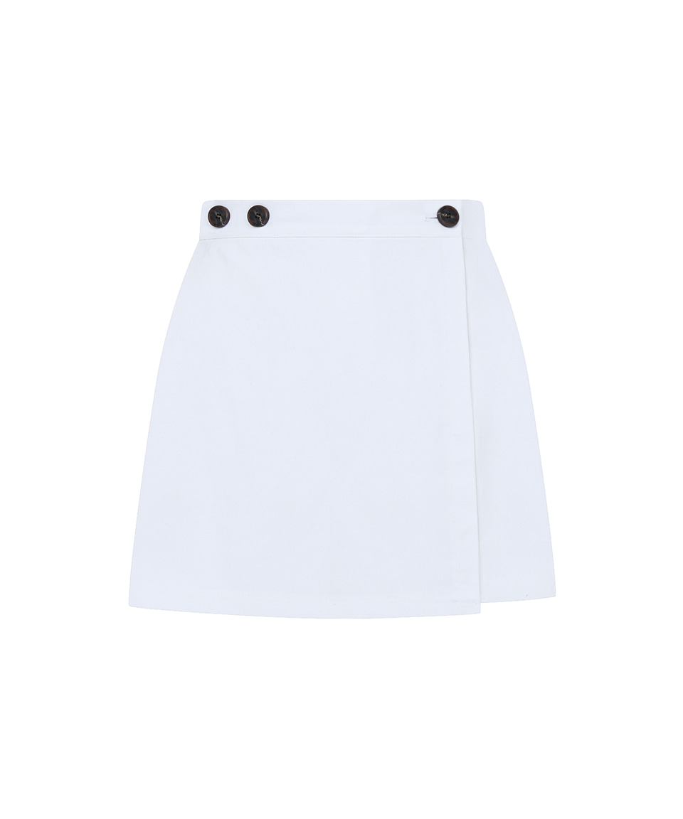 Summer Cotton Wrap Skirt Pants ( White )
