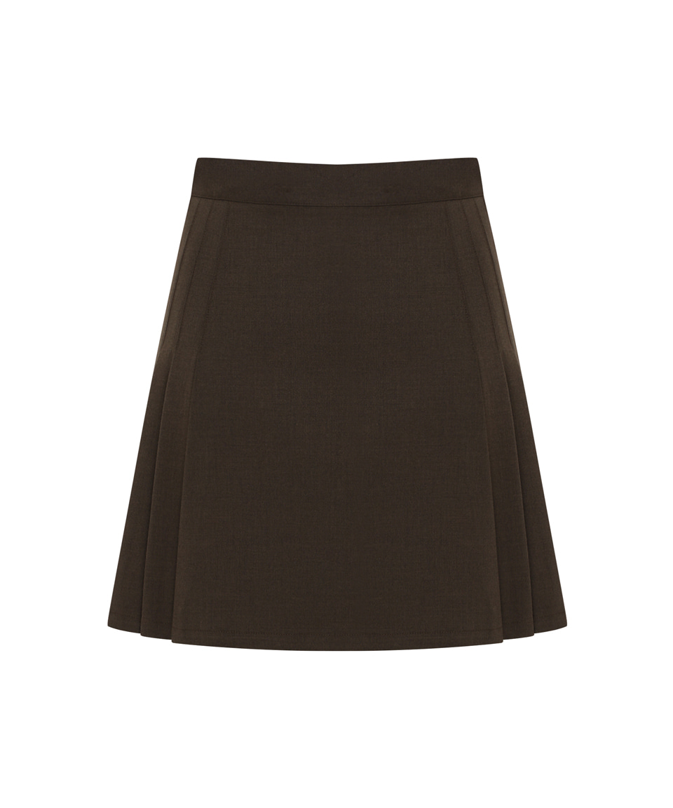 The New Preppy Pintuck Mini Skirt ( Brown )