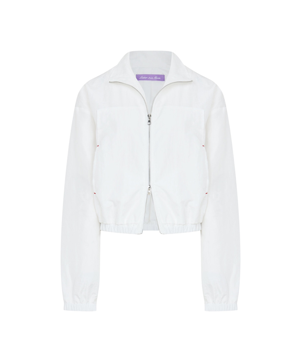 Bartack Point Shirring Nylon Windbreaker Jacket ( White )