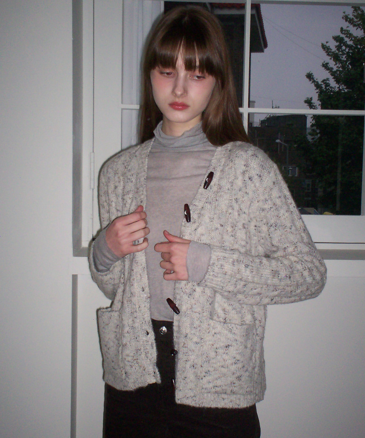 One-more Button Wool Cardigan ( Ivory )