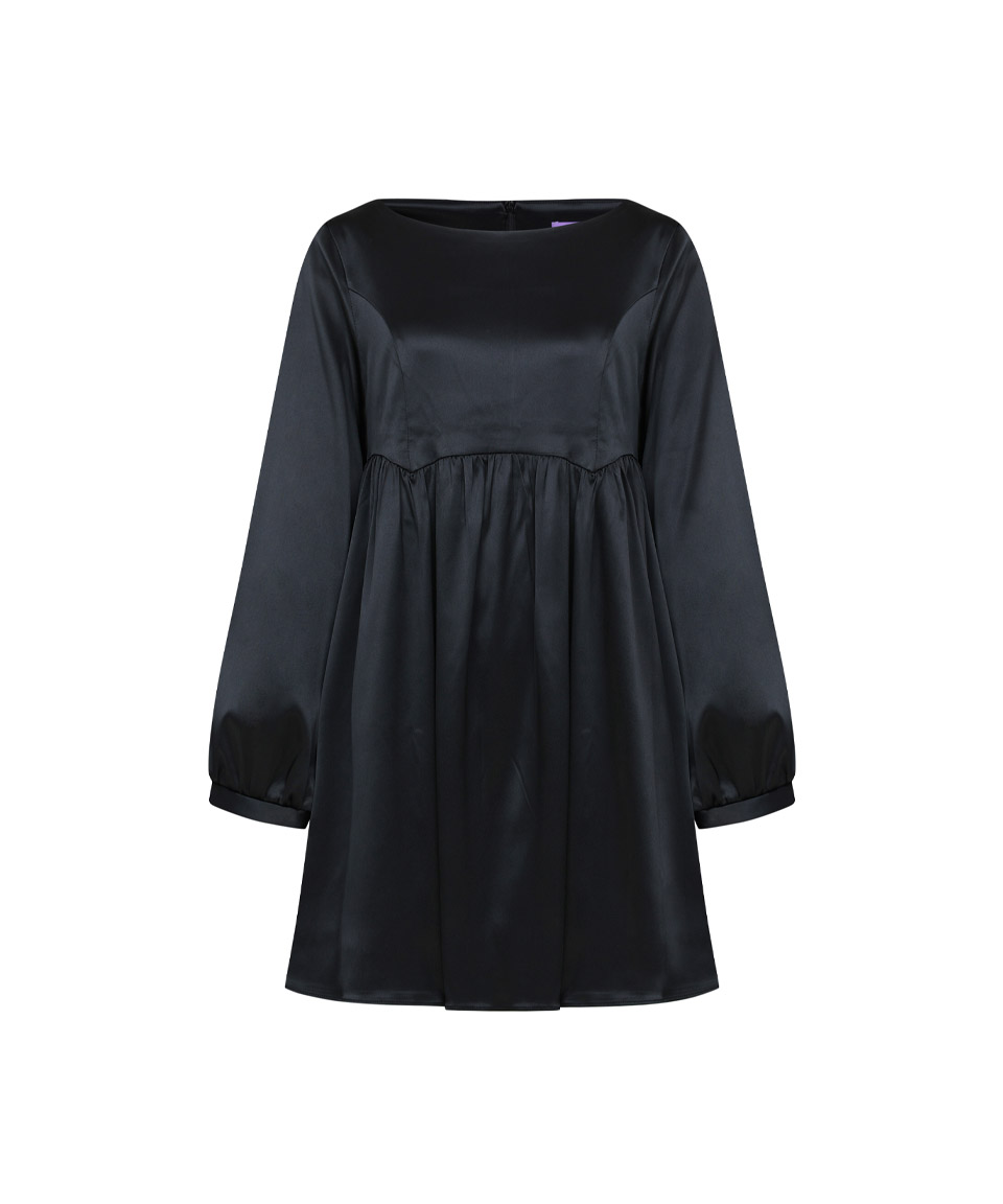 Holiday Satin Mini Dress (Black)