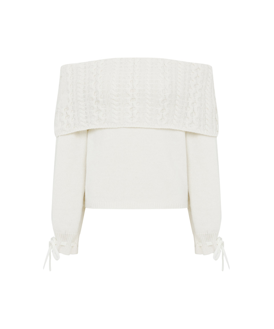 Youth Off-shoulder Wool Sweater ( Ivory )