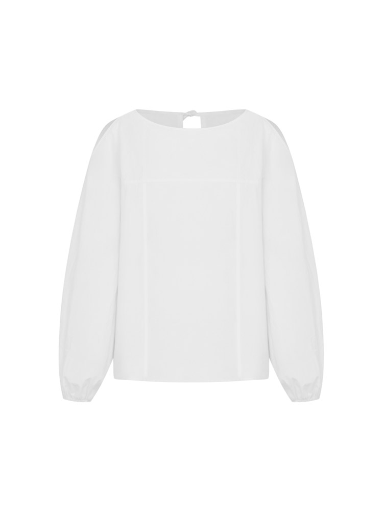 One Shoulder Line Point Blouse ( White )