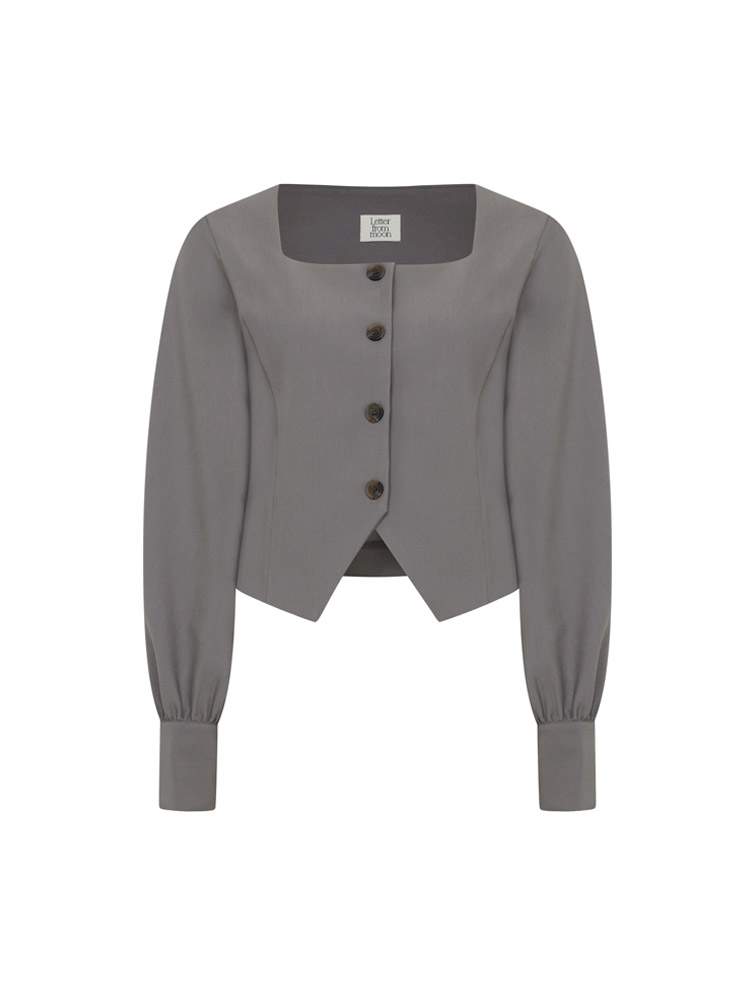 Taylor Square-neck Blouse ( Charcoal )