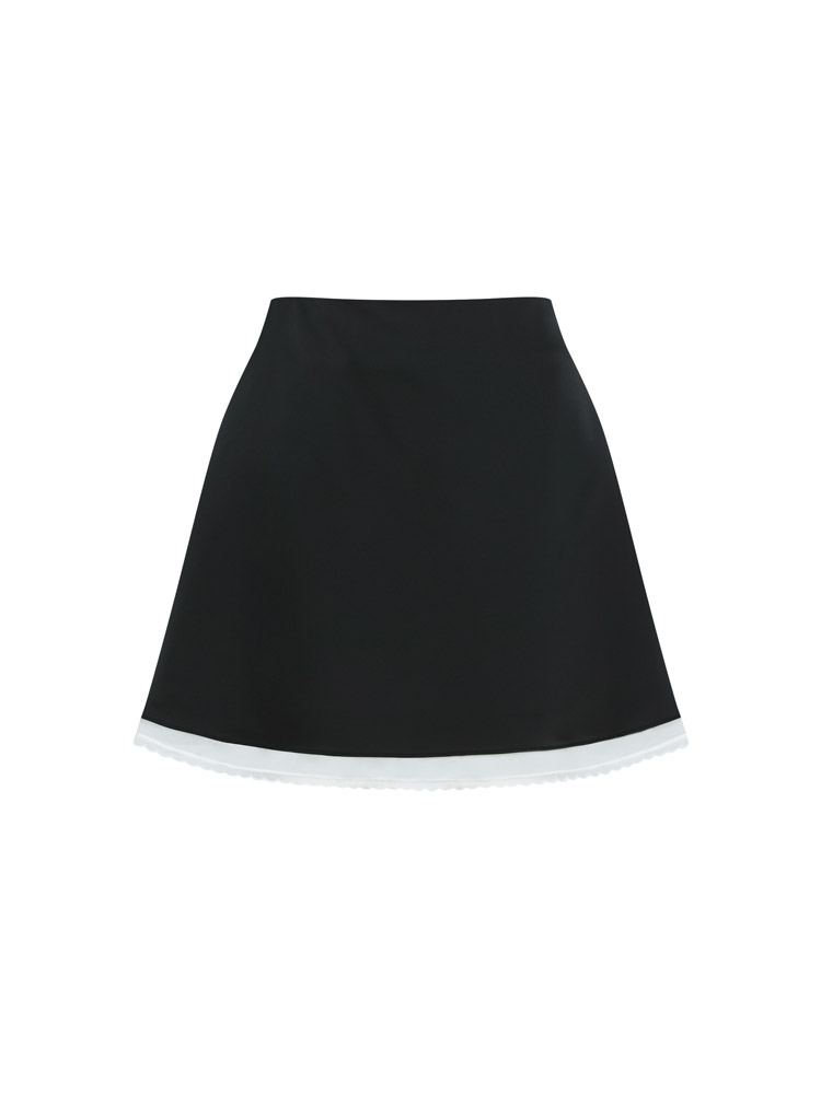 Lowell Satin Layered Skirt ( Black )