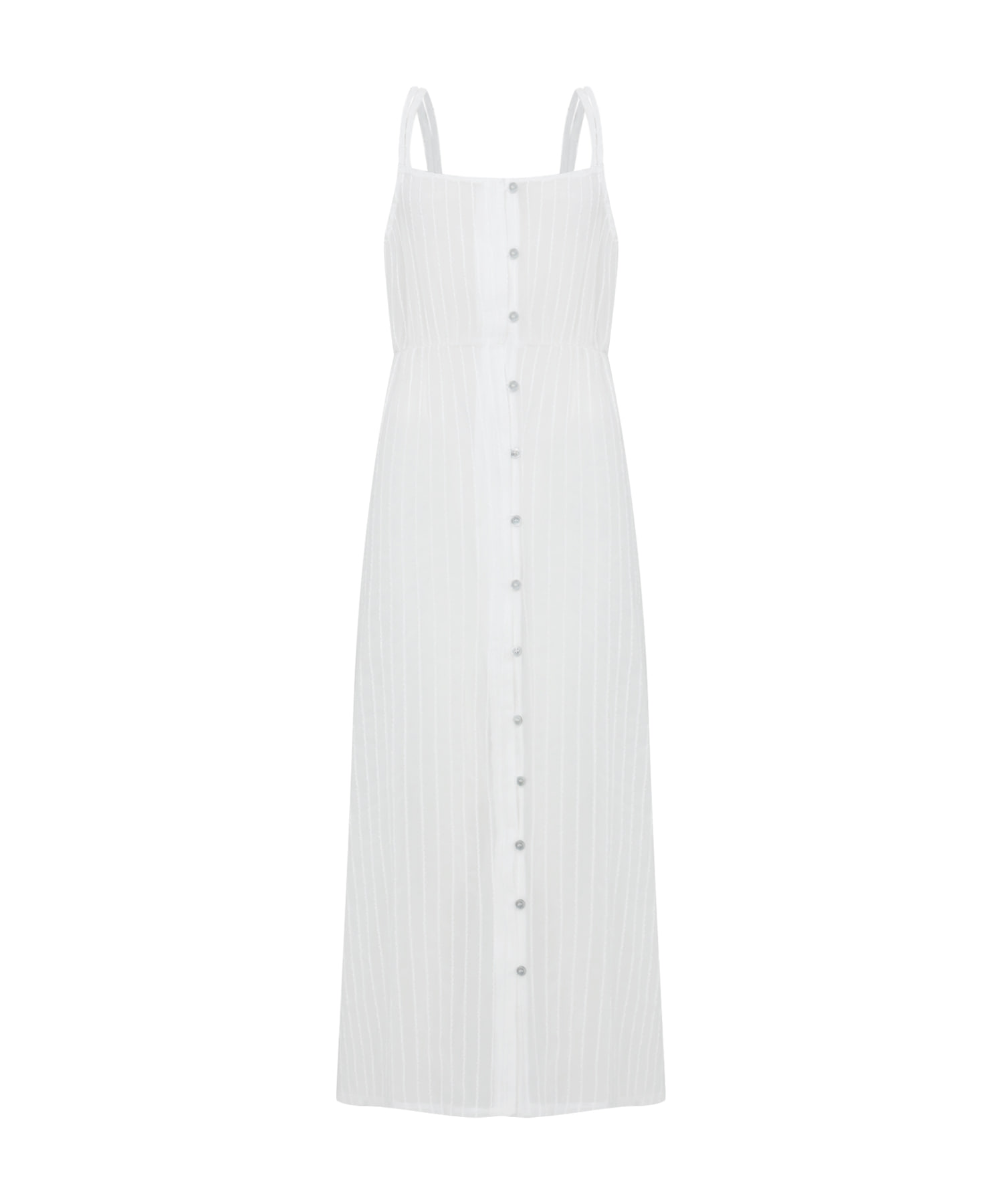 See-through Striped Layered Long Dress ( White )