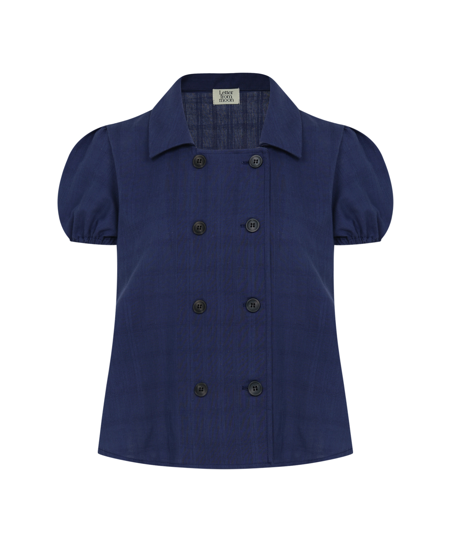 Bud Check Flared Blouse ( Navy )