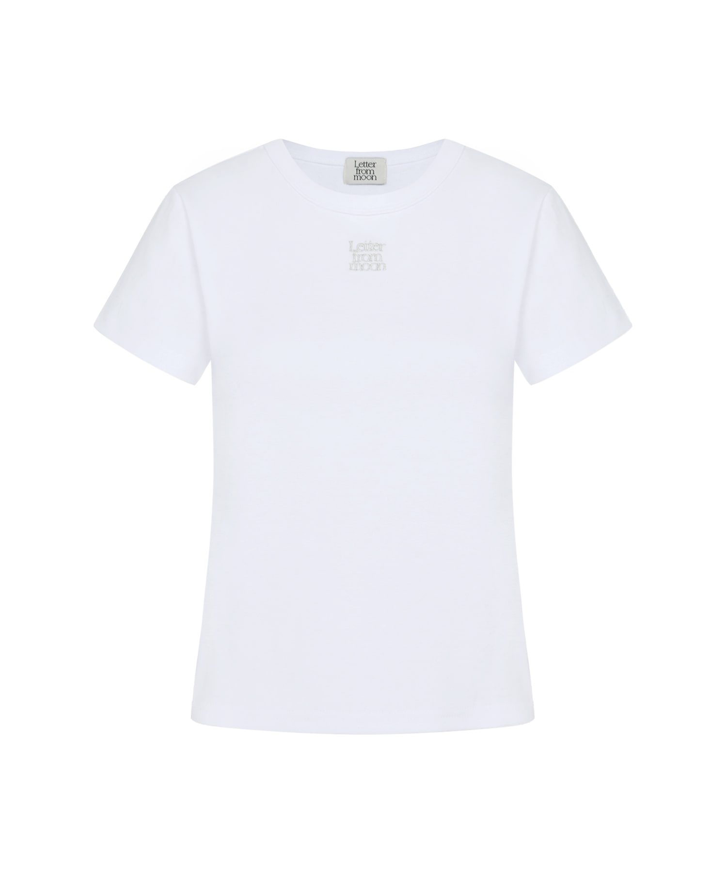 [5월 3일 예약배송] Logo Silver Embroidered Slim Fit T-shirt ( White )