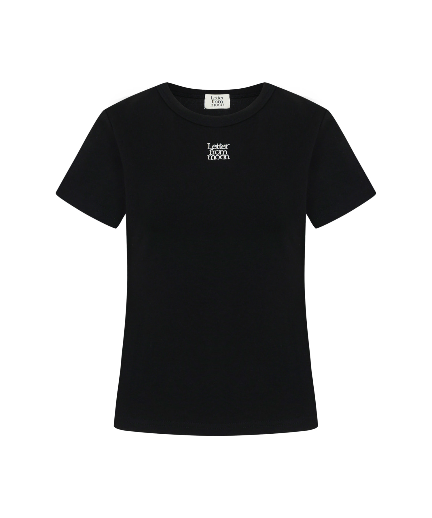 [5월 3일 예약배송] Logo Silver Embroidered Slim Fit T-shirt ( Black )