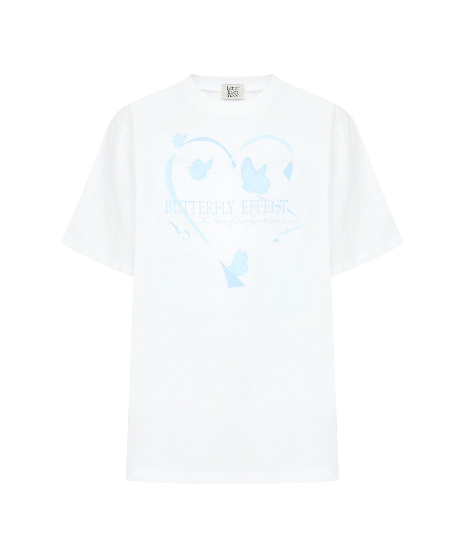 [5월 8일 예약배송] Butterfly Effect Oversized Fit Short Sleeve T-Shirt ( White &amp; Skyblue )