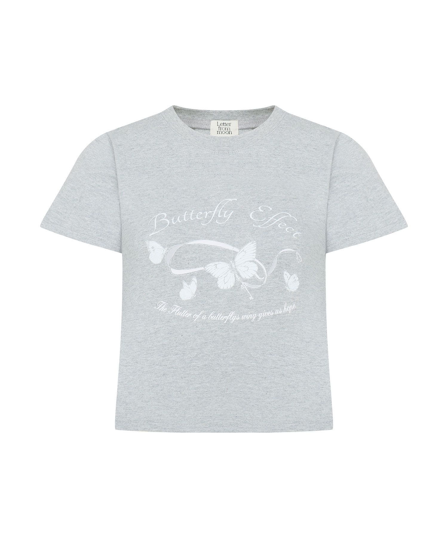[5월 8일 예약배송] Butterfly Ribbon Crop T-Shirt ( Melange Grey )