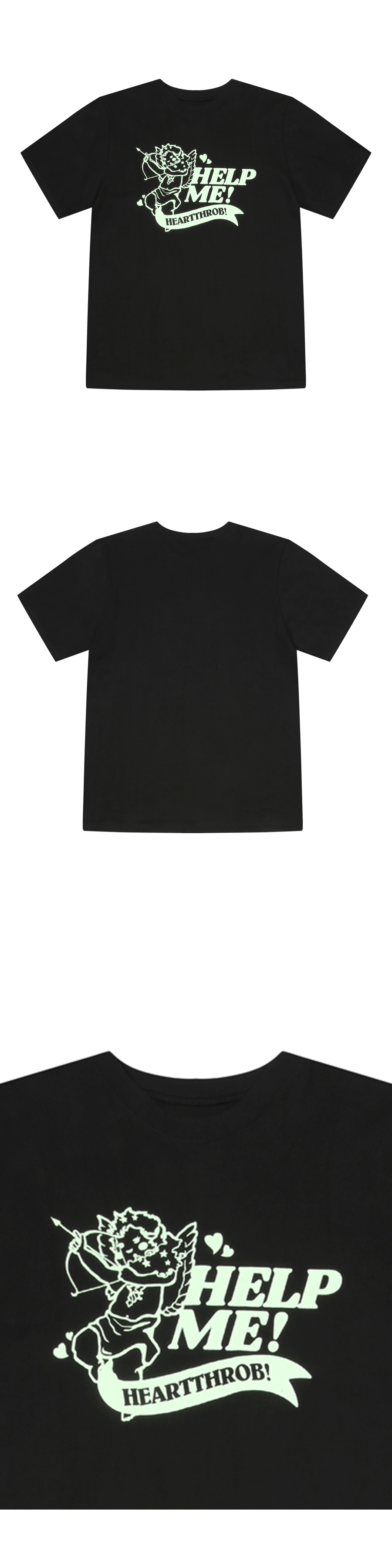 레터프롬문(LETTER FROM MOON) 스틸유어하트 천사 반팔 티셔츠 ( 블랙 ) 96121ME0701BK000